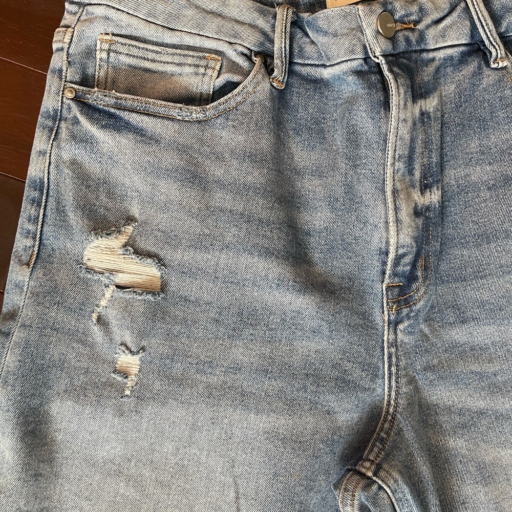 Altar’d State Mica Distressed Raw Hem Wide Leg Light Blue Women’s Jeans 32 - Picture 15 of 15